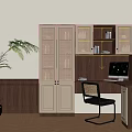 French Middle Style Bookcase Desk Corner Desk 3d model