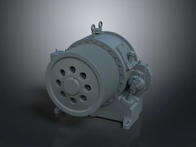 Industrial Mechanical Drum Component Featuring Metal Frame Holes And Lifting Rings 3d model