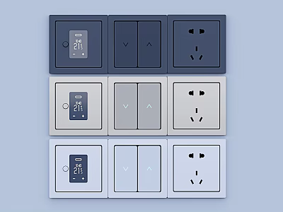 Modern Electrical Switches and Sockets with Different Color Panels for Home Daily Use 3d model