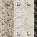 Diverse Floral Wallpaper Samples With Various Patterns And Decorative Balls 3d model