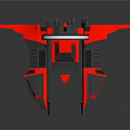 Futuristic Red And Gray Spaceship With Blue Glowing Accents And Sleek Design