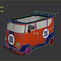 Stylish Red Van Model With Number 35 And Roof Spoiler Design