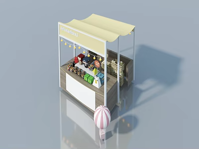 Small Flower Stall Featuring Side Hung Door With Canopy And Displayed Goods 3d model