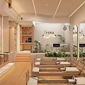 Yoga Studio Interior With Hammock Seats Mirrors Green Plants And Wooden Floor