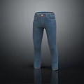 Classic Blue Denim Jeans With Front Pockets And Button Closure Design 3d model