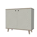 Gray Diamond Pattern Console Cabinet With Two Doors Wooden Top And Legs 3d model