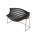 Stylish Leisure Chair With Black Leather Curved Design And Sturdy Metal Frame Structure
