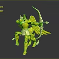 Mythical Game Movie Character In Golden Armor With Bow And Wings