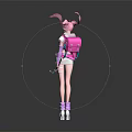 Vibrant Fantasy Character With Pink Long Hair Purple Top Bow Arrow And Colorful Ribbons