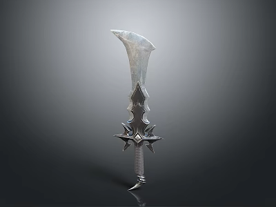 Decorative Curved Sword Design With Intricate Metallic Guard And Ornate Hilt 3d model