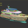 Modern Yacht Sailing by Speedboat 3d model