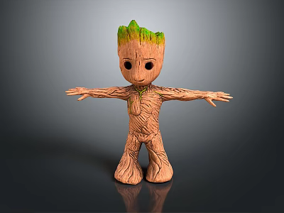 Humanoid Tree Creature With Green Crown And Trunk Body Standing Arms Outstretched 3d model