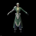3D Fantasy Character Model With White Hair Green Robe And Intricate Accessories
