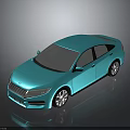 Turquoise Sedan Car with Sleek Modern Exterior Design on Reflective Surface and Shiny Finish