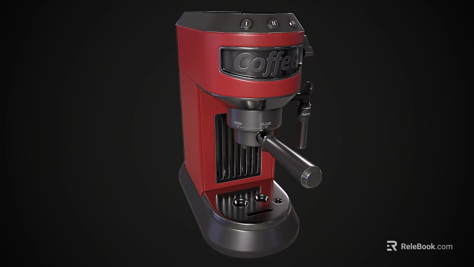 Stylish Red Coffee Machine For Daily Household Use In Modern Kitchen 3d model 