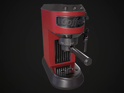 Stylish Red Coffee Machine For Daily Household Use In Modern Kitchen 3d model