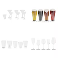 Various Wine Bottles And Drinking Glasses Including Cocktail Beer And Goblet Styles