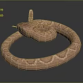Pink Coiled Snake With White Markings And Horned Head On Dark Background