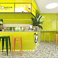 Lemon Tree Bubble Tea Shop Bright Green Exterior with Citric Acid Drinks Glass Windows