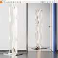 Modern Wavy Glass Floor Lamp With Curved Design For Interior Space Decoration