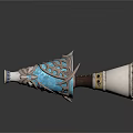 Ornate Decorative Horn With Blue Enamel Gold Patterns And Carved Details