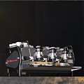 Professional Stainless Steel Kitchen Appliance Espresso Machine With Multiple Steam Wands And Cups On Top