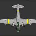 Vintage Passenger Airplane Model Featuring White Body Green Nose And Yellow Striped Wings