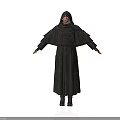 A Man Standing in Black Hooded Coat with Arms Outstretched Against White Background