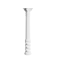 White Classical Roman Column With Twisted Spiral Design And Ornate Capital