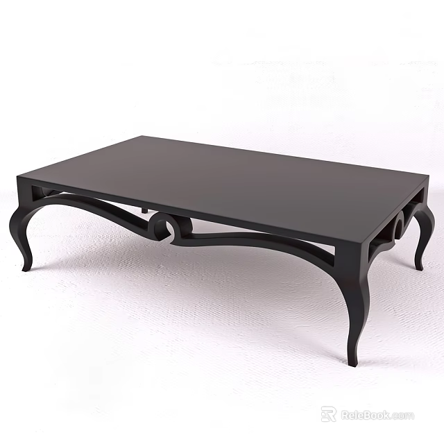 Black Coffee Table With Curved Legs And Modern Stylish Design For Living Room 3d model 