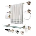Stylish Bathroom Accessories With Towel Rack Glass Shelf Toilet Paper Holder And Hooks