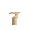 Solid Wood Side Table With Minimalist Design And Oval Top Cylindrical Base 3d model