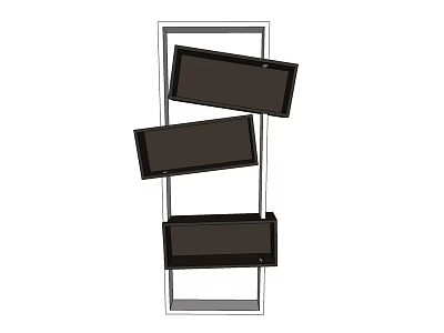 Modern Minimalist Bookcase With White Frame And Black Open Shelves Design 3d model
