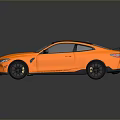 Sleek Orange Sports Car With Black Roof Rear Spoiler And Black Wheels
