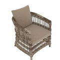 Wicker Leisure Chair with Beige Cushioned Seat and Backrest for Outdoor Comfortable Use