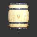 Traditional Wooden Barrel With Metal Hoops Tap And Wooden Stand Base
