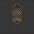 Simple Wooden Outdoor Shelter With Patterned Canopy And Platform Structure Design 3d model