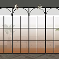 Modern Interior Room Divider With Arch Metal Frame And Glass Panels 3d model