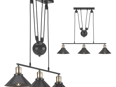 Industrial Style Black Metal Chandeliers With Spherical Design And Multiple Light Heads 3d model