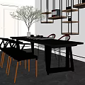 New Chinese Tea Table and Chair 3d model