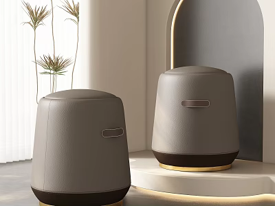 Sleek Modern Gray Leather Dining Chairs with Gold Base and Curved Back Design 3d model