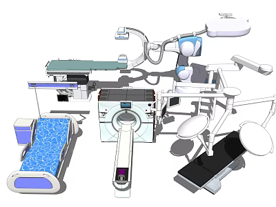 Advanced Medical Equipment Featuring Surgical Instruments Imaging Devices And Operating Table 3d model