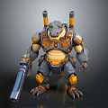 Mechanical Crocodile Character With Sci Fi Armor And Large Gun