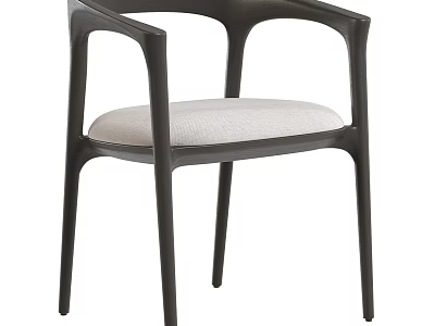 Modern Minimalist Dining Chair With Black Curved Armrest Frame And Light Padded Seat Cushion 3d model