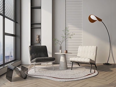 Modern Leisure Chair Sofa Chair Side Floor Lamp 3d model