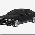 Luxury Black Sedan with Streamlined Body Design Chrome Accents and Large Alloy Wheels