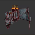 Futuristic Sci-Fi Spaceship With Flaming Engines And Metallic Structure Design