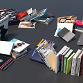 Assorted Books And Magazines With Colorful Covers In Stacked Collection