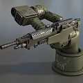 Green Military Style Mechanical Arm Weapon With Barrel Mounted Base And Mechanical Structure