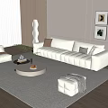 Modern Sofa Coffee Table Set Lazy Sofa Stool Green Plant Hanging Picture 3d model